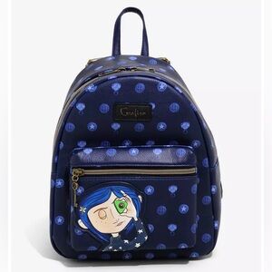 HOT TOPIC CORALINE Icons MINI BACKPACK! Faux Leather Stars Button Key   Stone